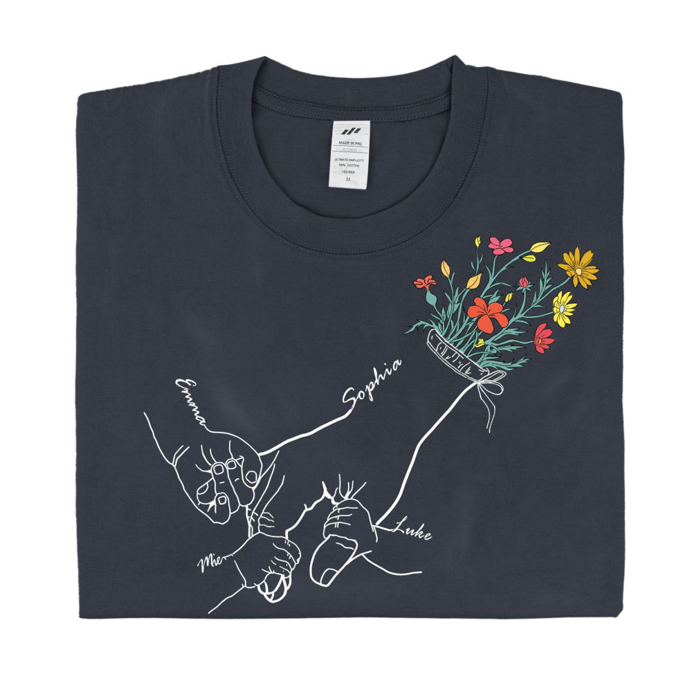 Holding Mom's Hand-Personalized T-shirt with Custom Name