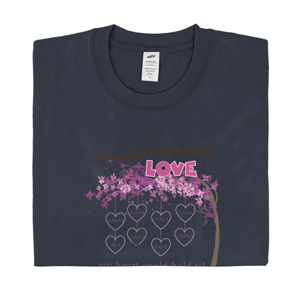 Personalized Printed Tree Pattern Love Grandma T-shirt with Custom Name