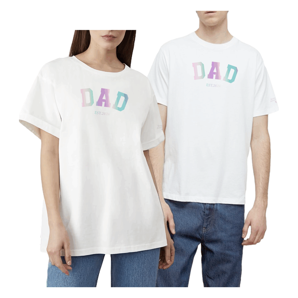 Personalized Printed "Dad" T-shirt with Custom Name on Sleeves