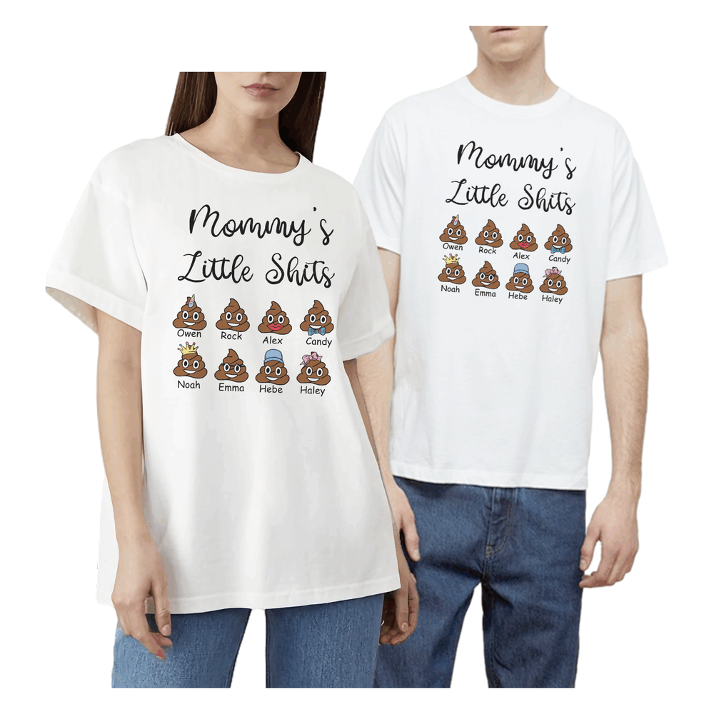 Personalized Printed Mommy's Little Shit T-shirt with Custom Name