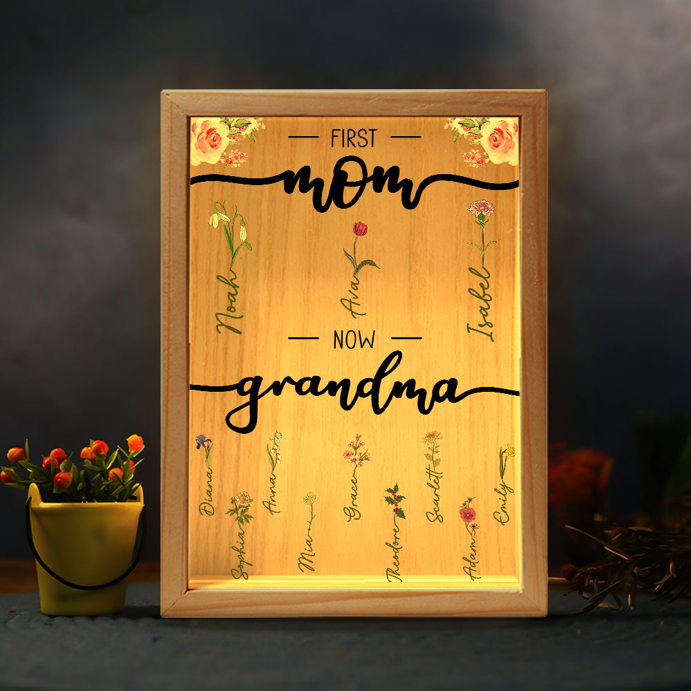 First Mom Now Grandma - Personalized Frame Light Box