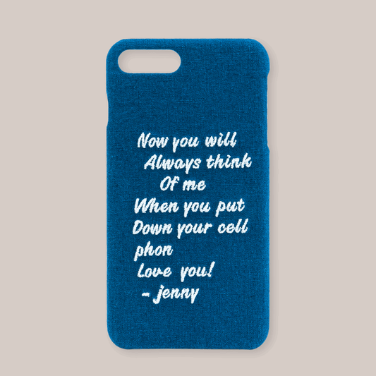 Personalized Embroidered Denim Phone Case with Text