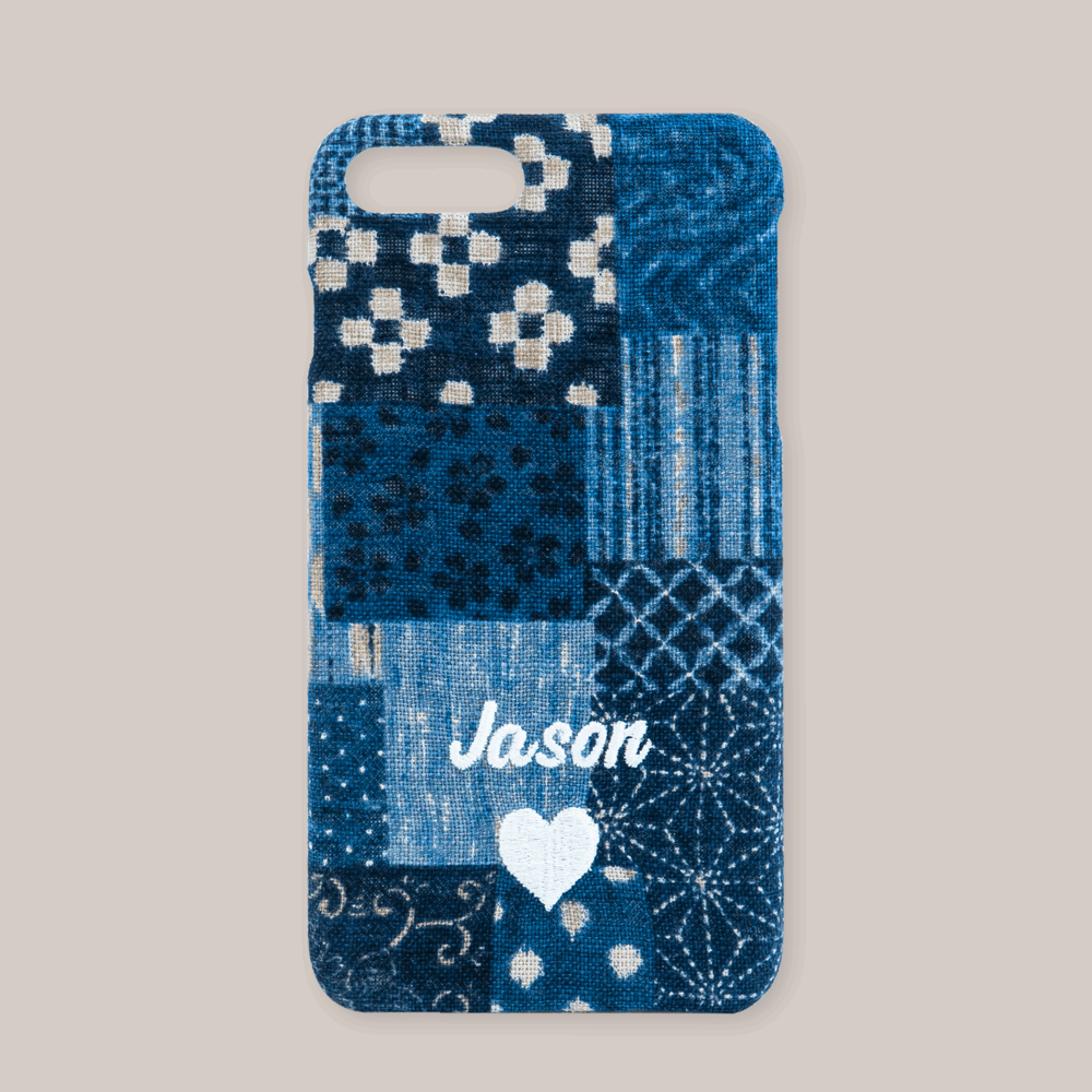 Custom Personalized Embroidered Denim Phone Case with Embroidered Name, Anniversary