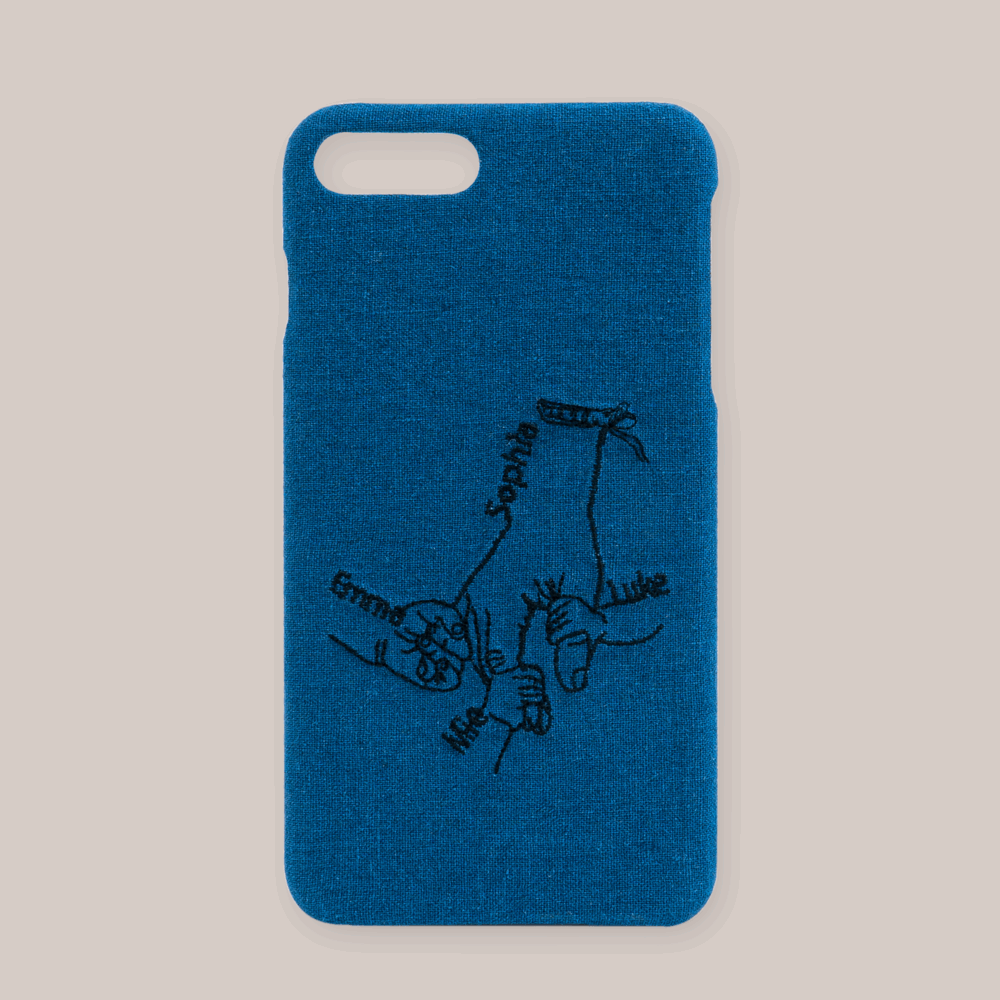 Custom Embroidered Denim Phone Case with Embroidered Portrait