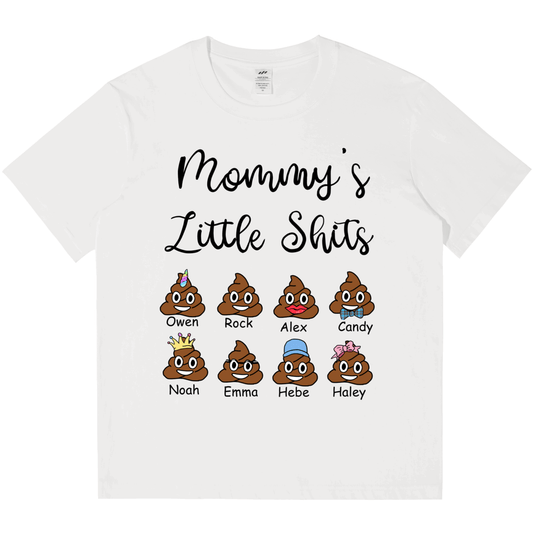 Personalized Printed Mommy's Little Shit T-shirt with Custom Name