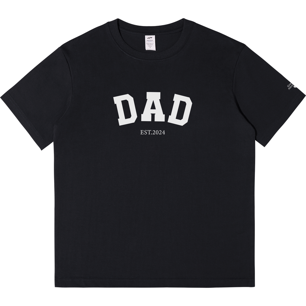 Personalized Printed "Dad" T-shirt with Custom Name on Sleeves