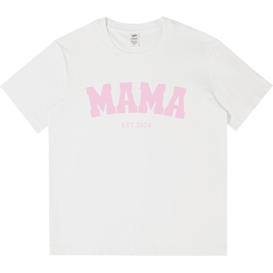 Personalized Printed "MAMA" T-shirt with Custom Name on Sleeves