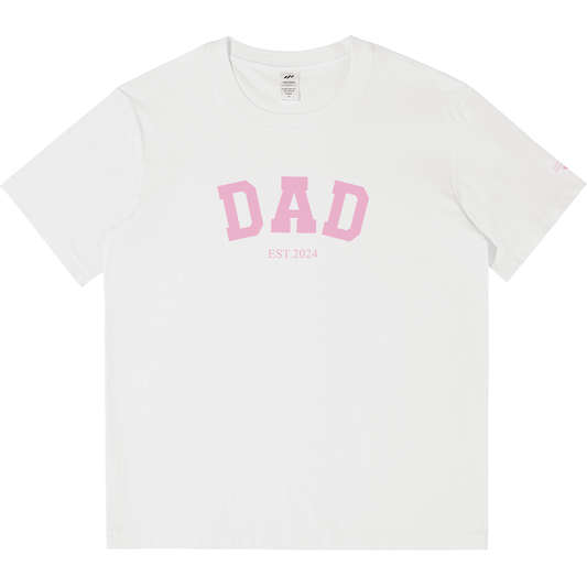 Personalized Printed "Dad" T-shirt with Custom Name on Sleeves