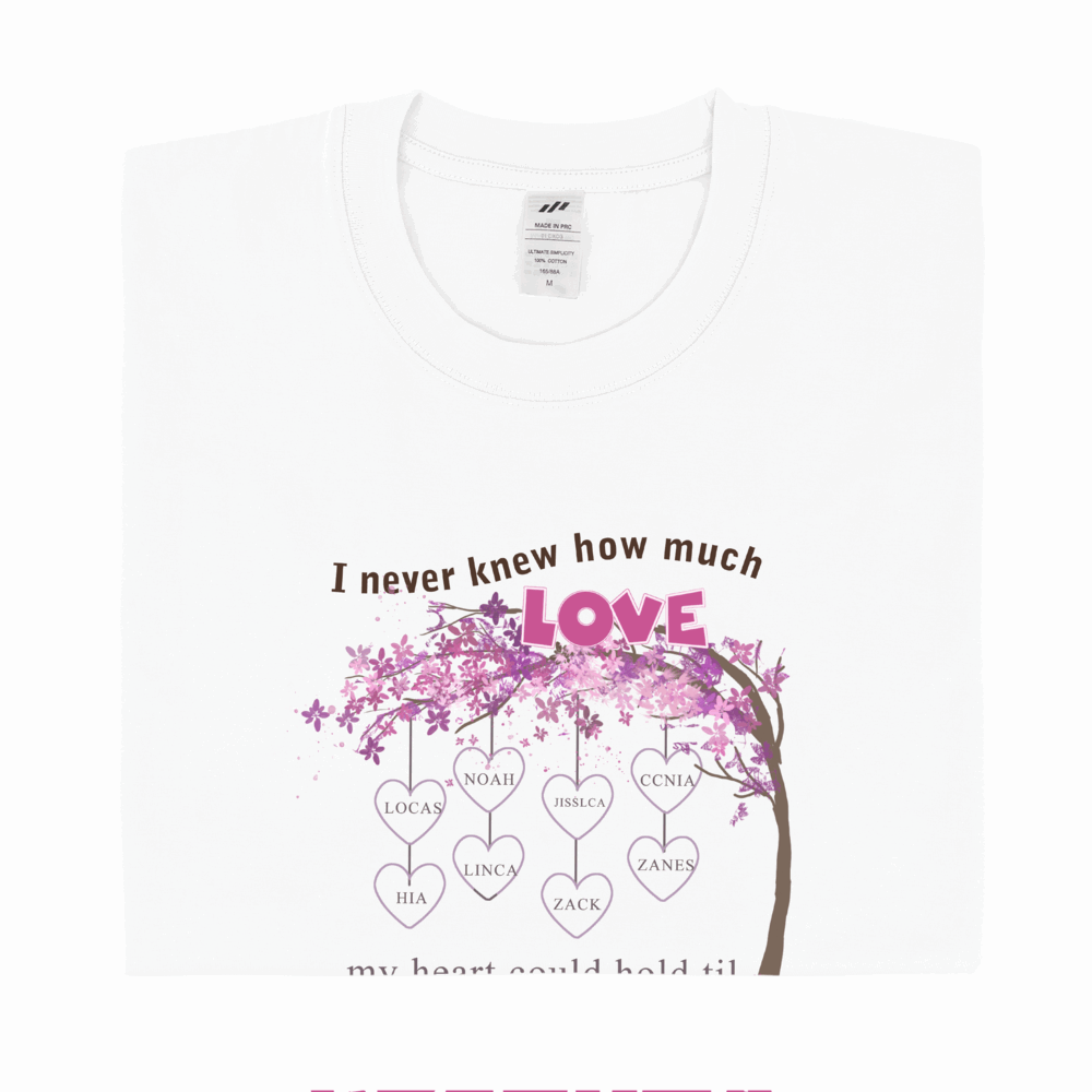 Personalized Printed Tree Pattern Love Grandma T-shirt with Custom Name