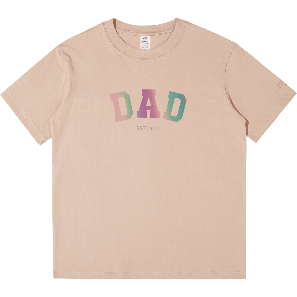 Personalized Printed "Dad" T-shirt with Custom Name on Sleeves