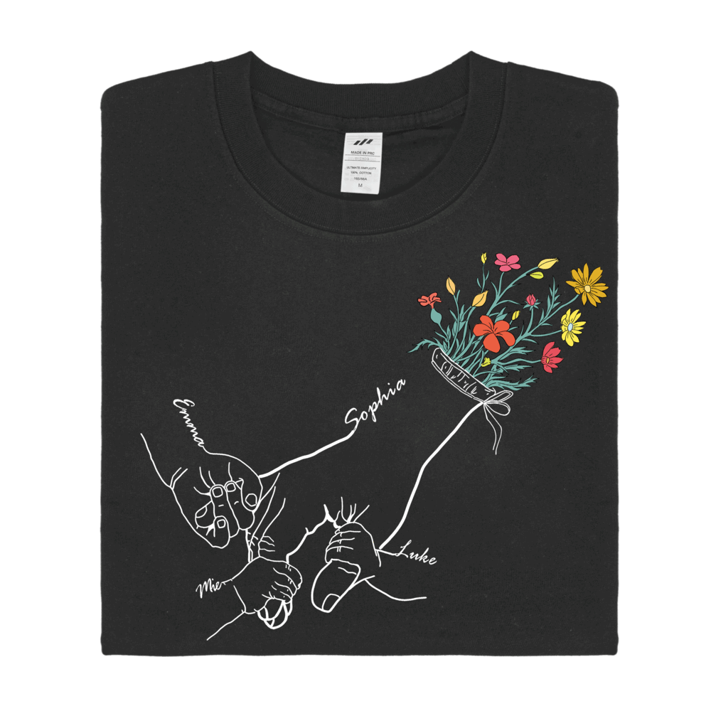 Holding Mom's Hand-Personalized T-shirt with Custom Name