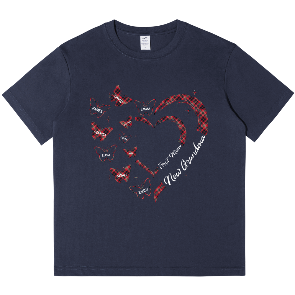 Personalized Printed Love Heart Butterfly T-shirt with Custom Name