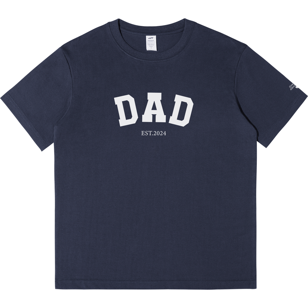 Personalized Printed "Dad" T-shirt with Custom Name on Sleeves