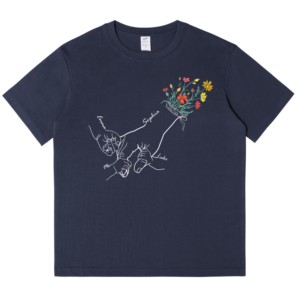 Holding Mom's Hand-Personalized T-shirt with Custom Name