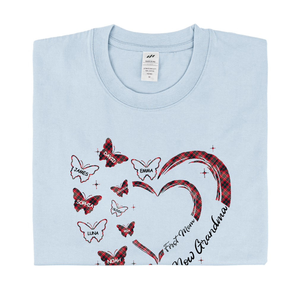 Personalized Printed Love Heart Butterfly T-shirt with Custom Name