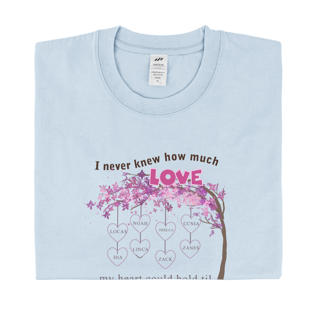 Personalized Printed Tree Pattern Love Grandma T-shirt with Custom Name