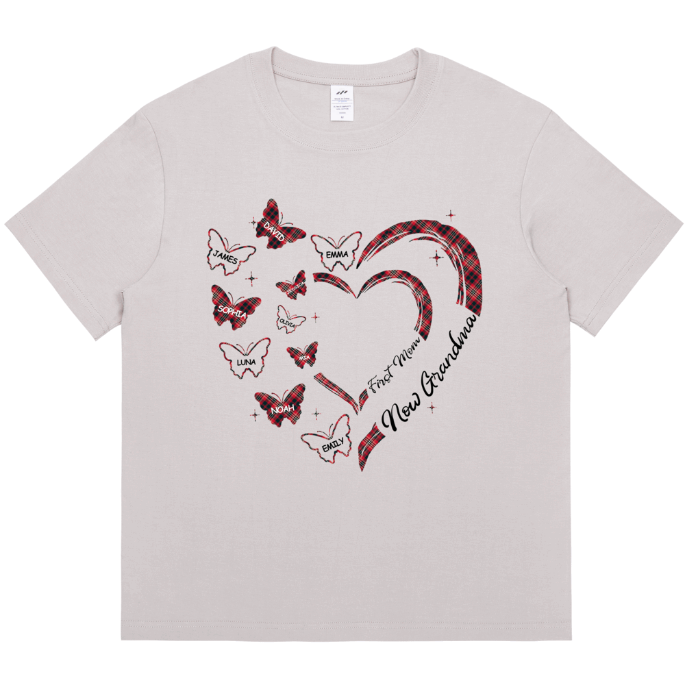 Personalized Printed Love Heart Butterfly T-shirt with Custom Name