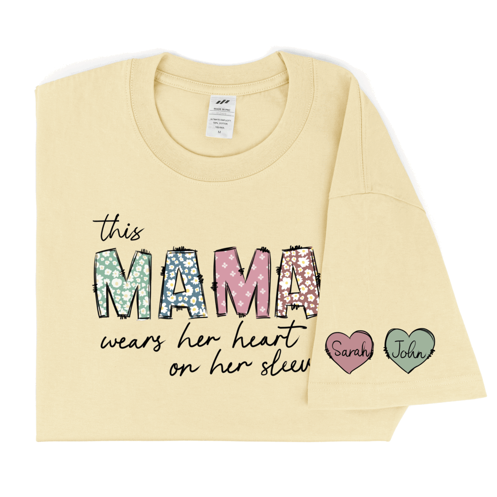 Personalized Printed MAMA T-shirt with Custom Name