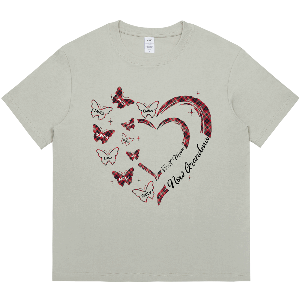 Personalized Printed Love Heart Butterfly T-shirt with Custom Name