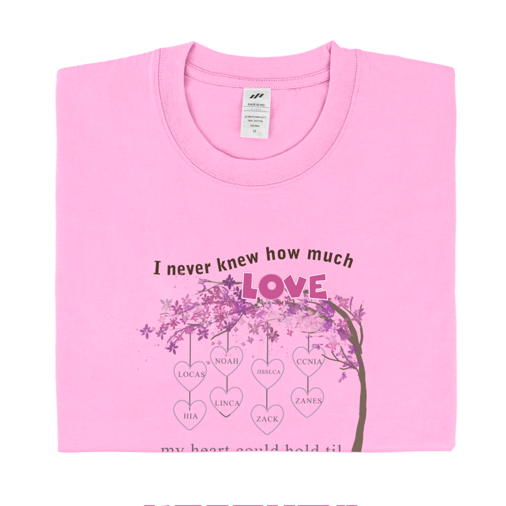 Personalized Printed Tree Pattern Love Grandma T-shirt with Custom Name