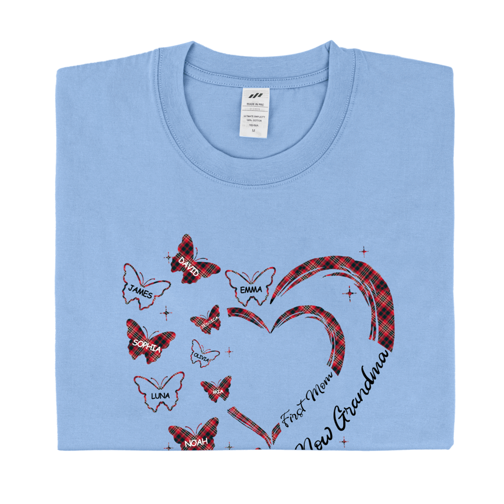 Personalized Printed Love Heart Butterfly T-shirt with Custom Name