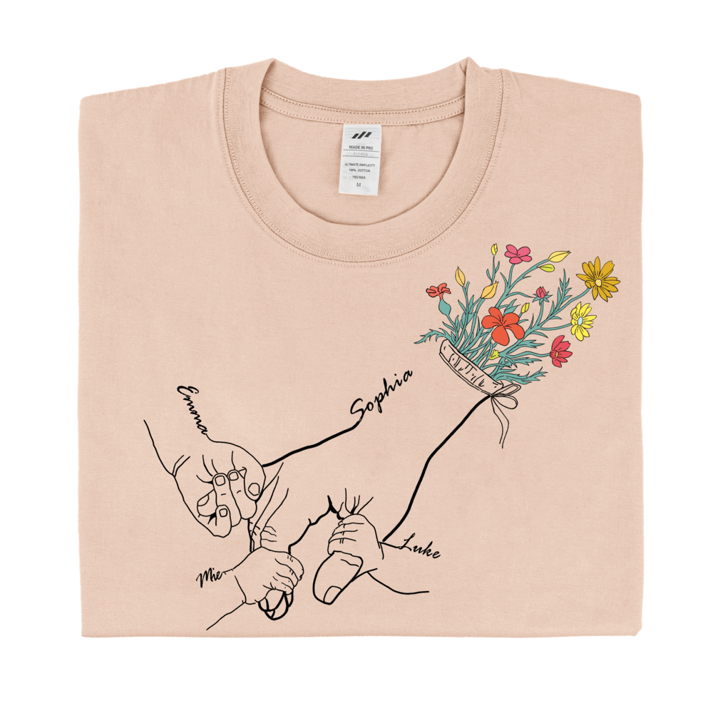 Holding Mom's Hand-Personalized T-shirt with Custom Name