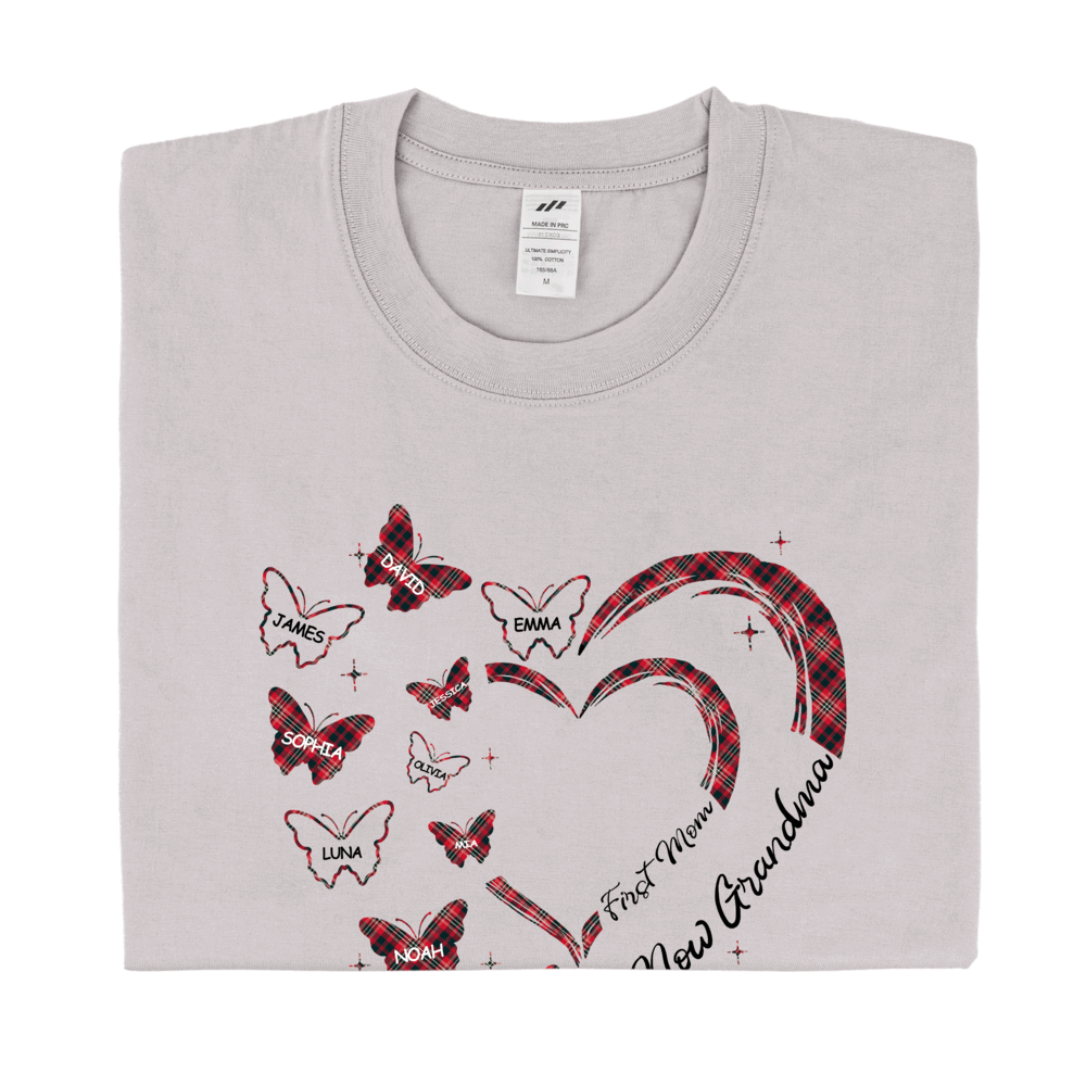 Personalized Printed Love Heart Butterfly T-shirt with Custom Name