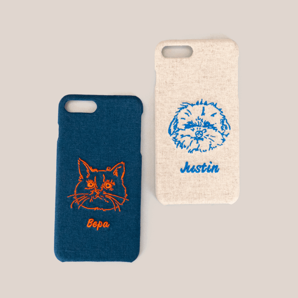 Custom Personalized Denim Phone Case With Embroidered Pet Photo