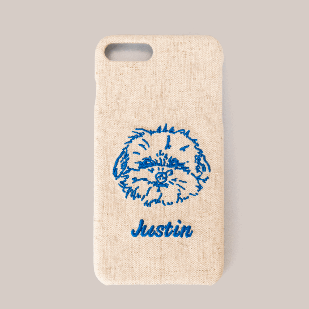 Custom Personalized Denim Phone Case With Embroidered Pet Photo