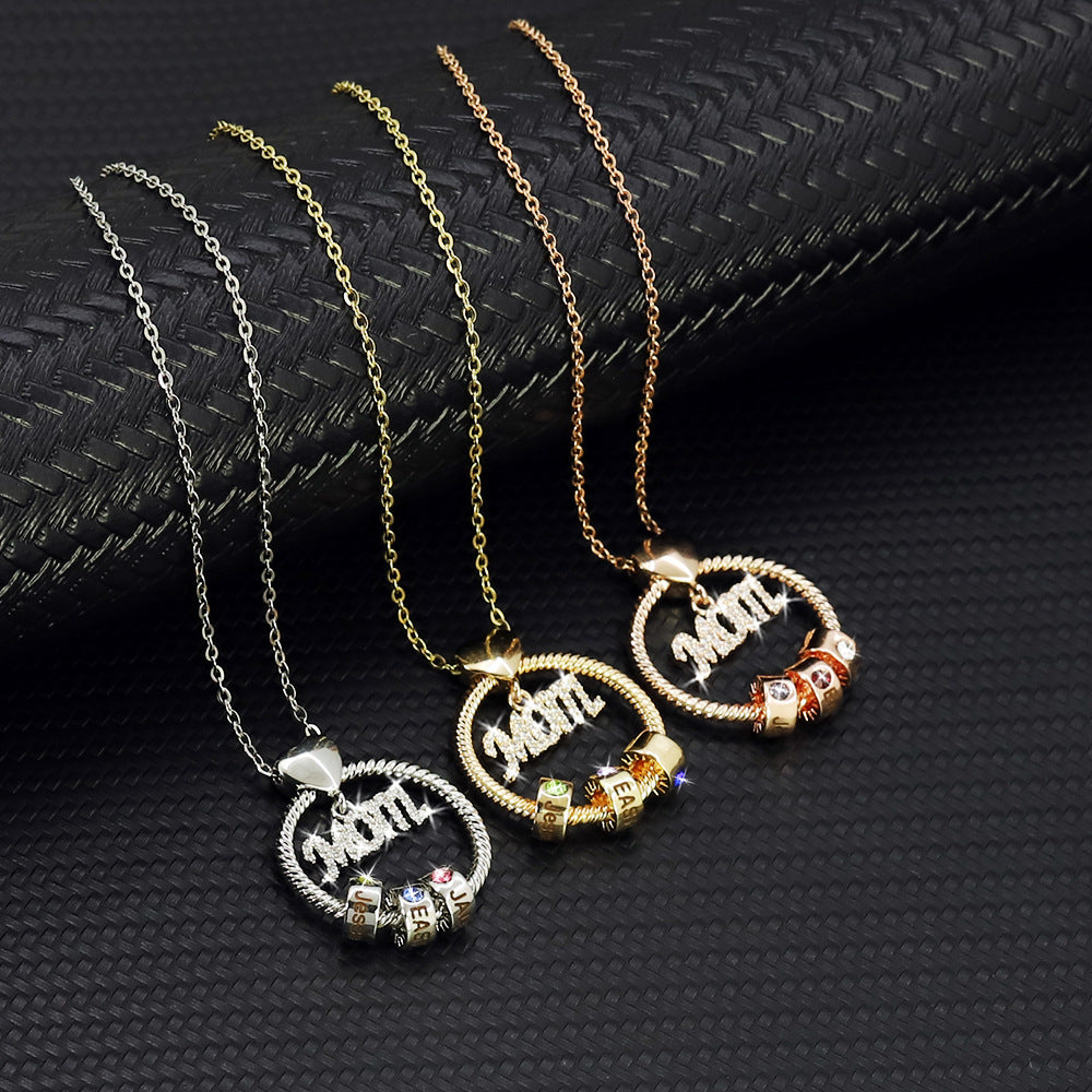 Personalized 12 Birthstone Engraved Necklace