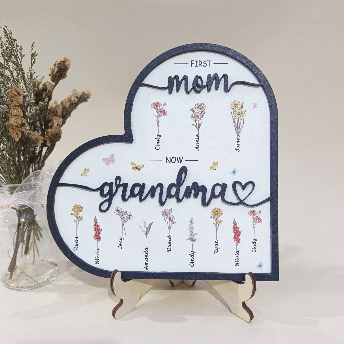 First Mom Now Grandma - Personalized Wooden Plaque