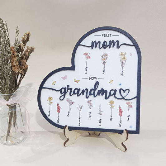 First Mom Now Grandma - Personalized Wooden Plaque