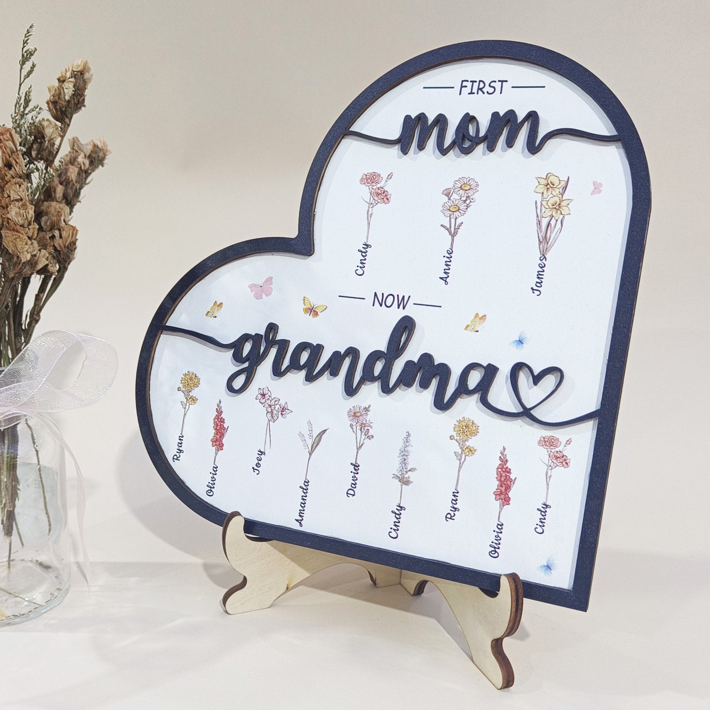 First Mom Now Grandma - Personalized Wooden Plaque