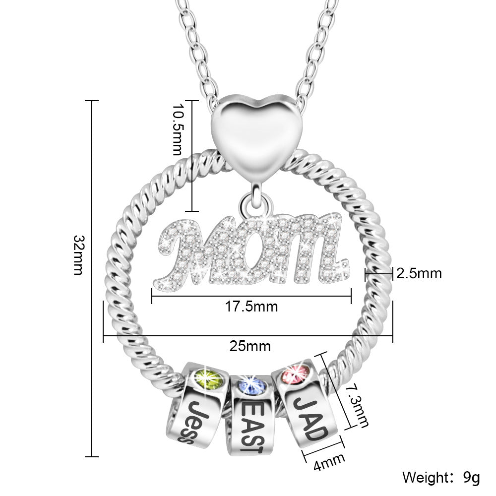 Personalized 12 Birthstone Engraved Necklace