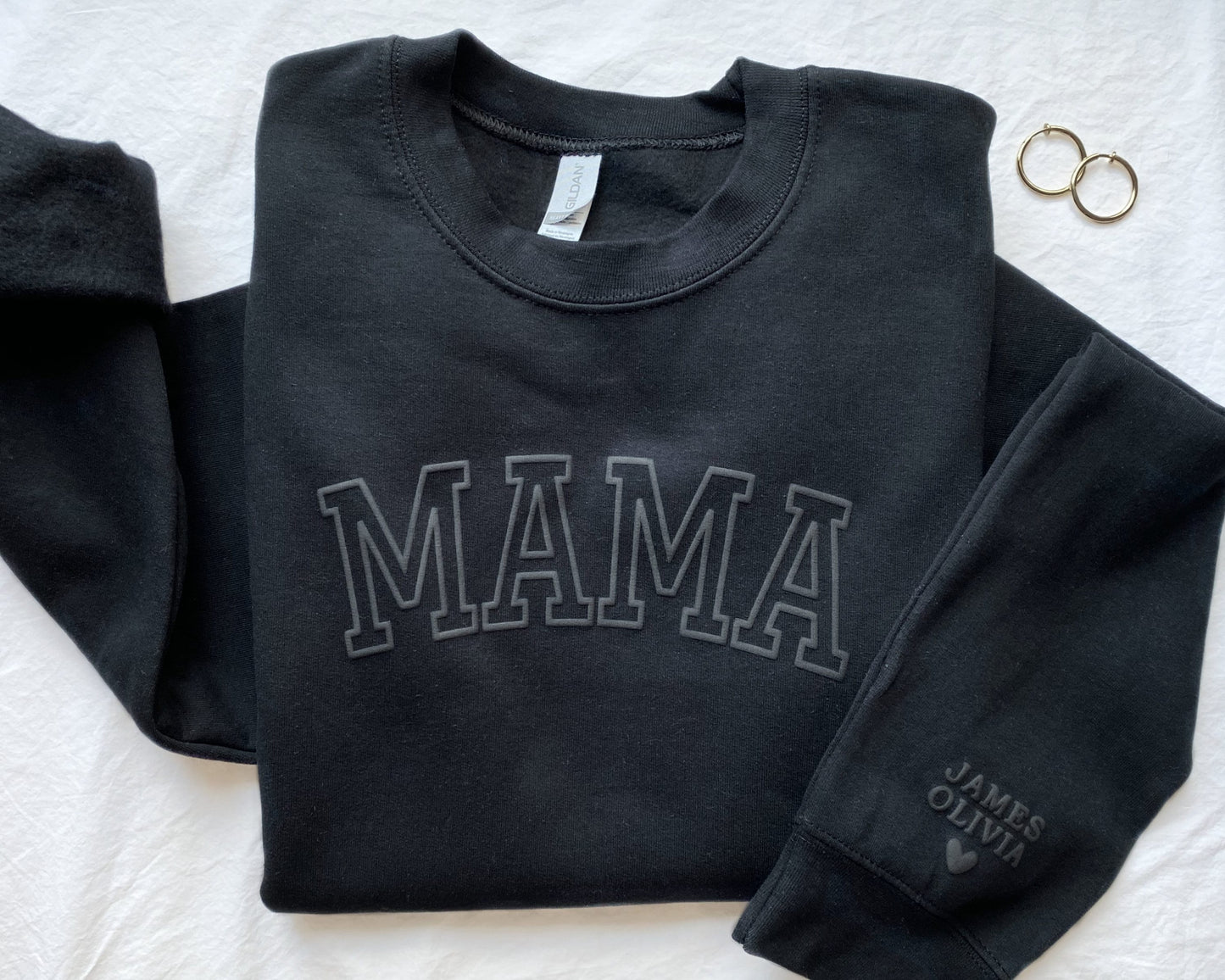 Personalized Mama Sweatshirt with Kid Names on Sleeve