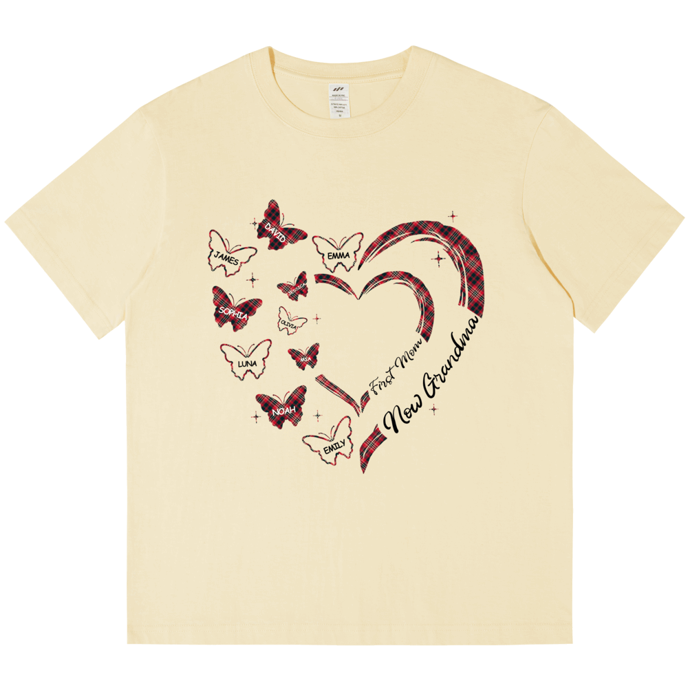 Personalized Printed Love Heart Butterfly T-shirt with Custom Name