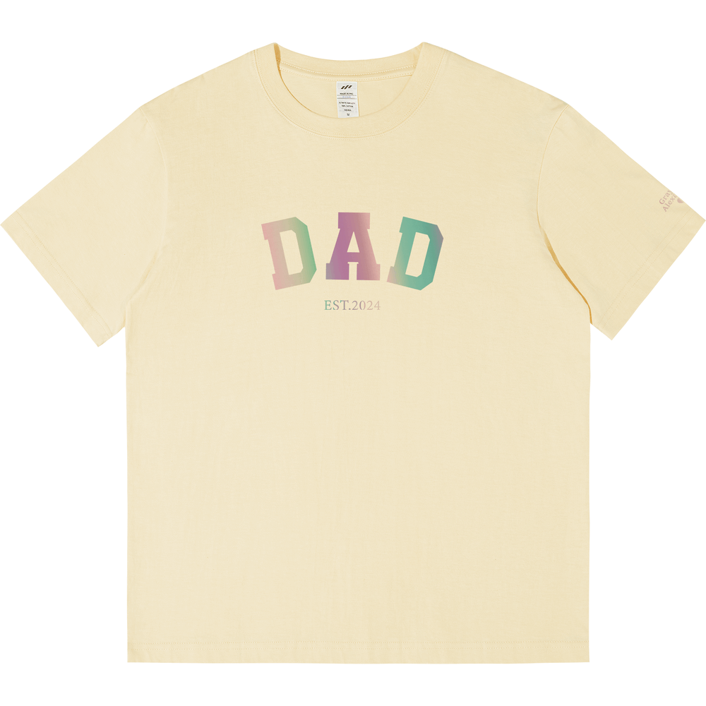 Personalized Printed "Dad" T-shirt with Custom Name on Sleeves