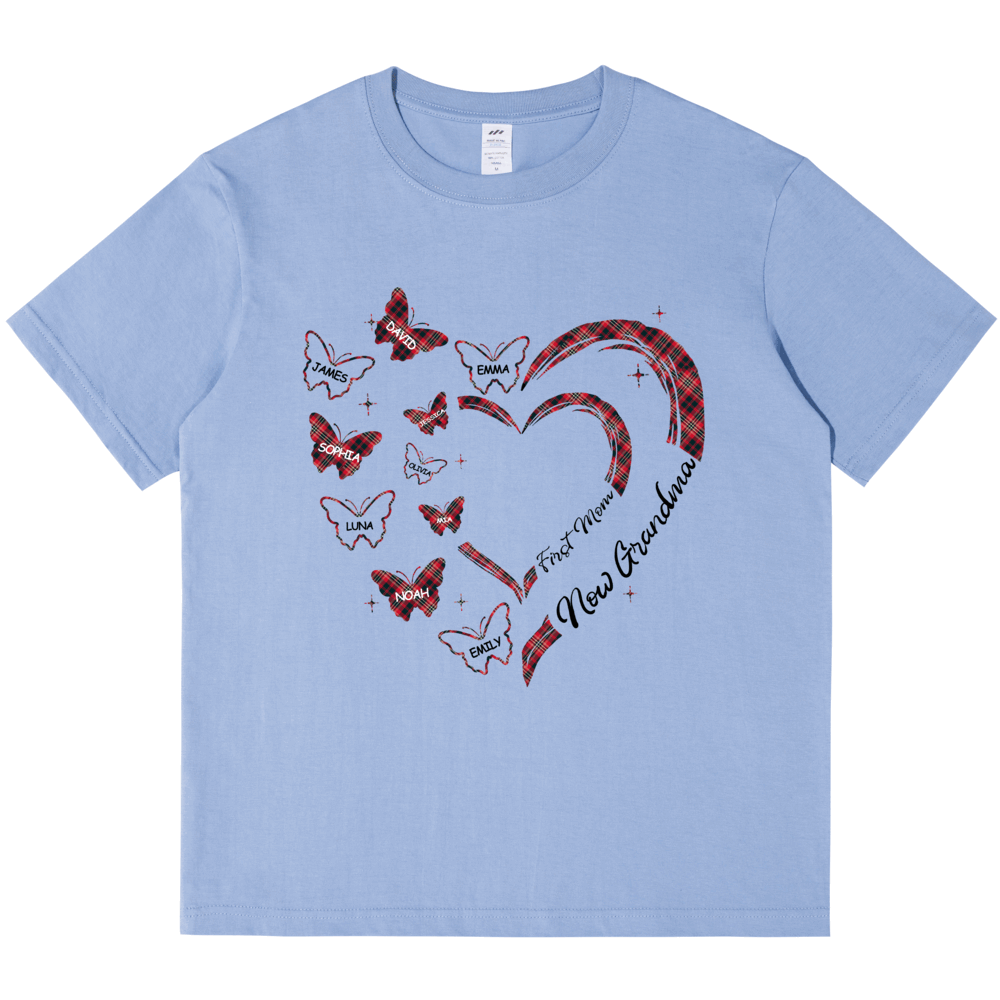 Personalized Printed Love Heart Butterfly T-shirt with Custom Name