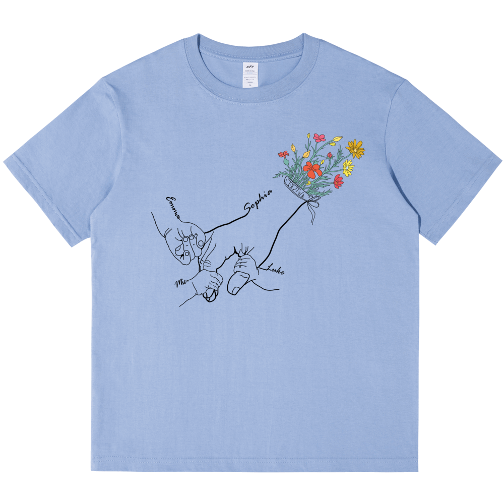 Holding Mom's Hand-Personalized T-shirt with Custom Name