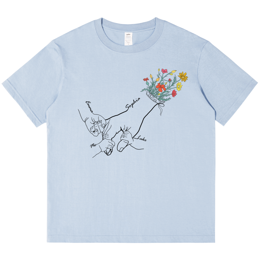 Holding Mom's Hand-Personalized T-shirt with Custom Name