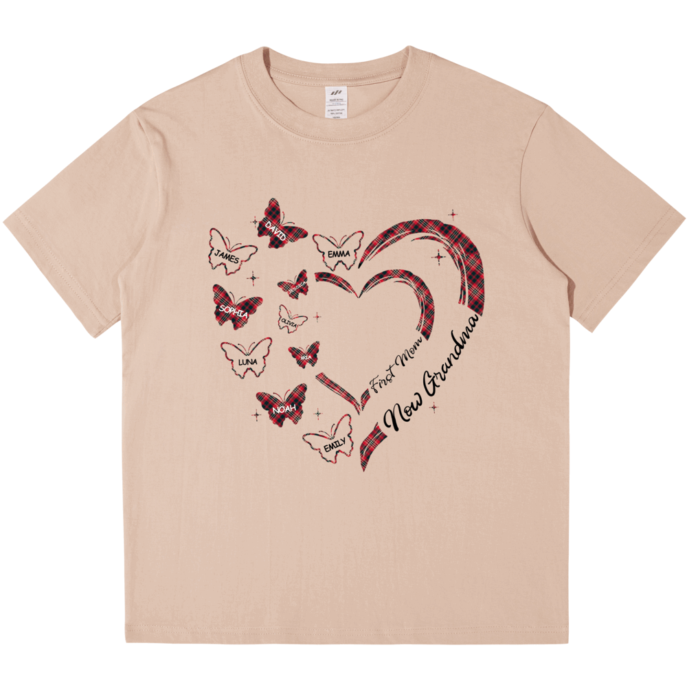 Personalized Printed Love Heart Butterfly T-shirt with Custom Name