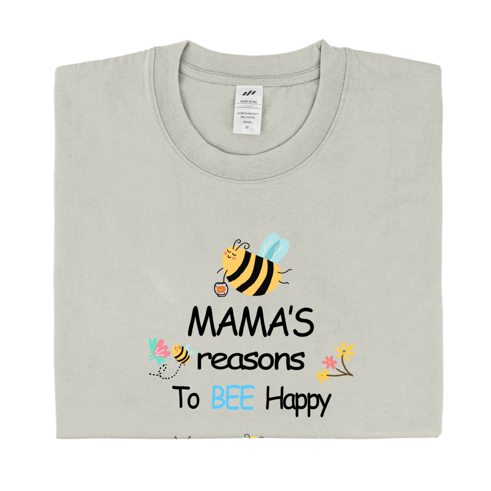 Personalized Printed Mama's Reason to Bee Happy T-shirt with Custom Name