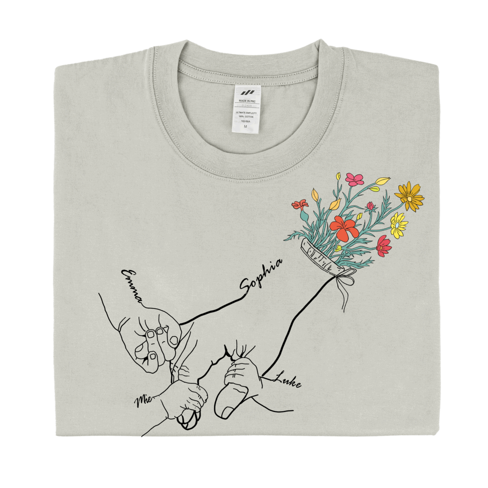 Holding Mom's Hand-Personalized T-shirt with Custom Name