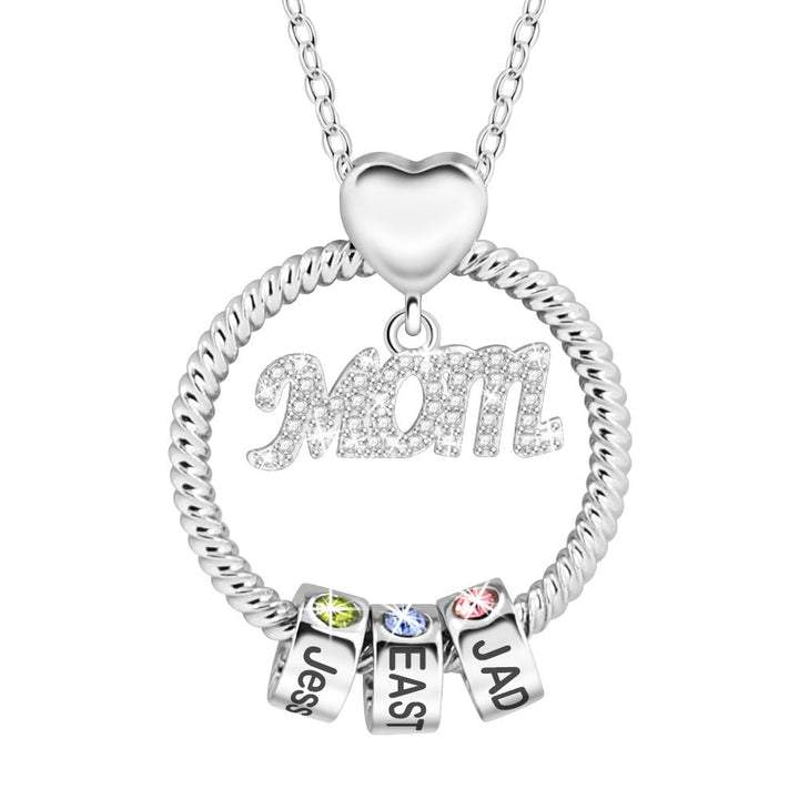 Personalized 12 Birthstone Engraved Necklace