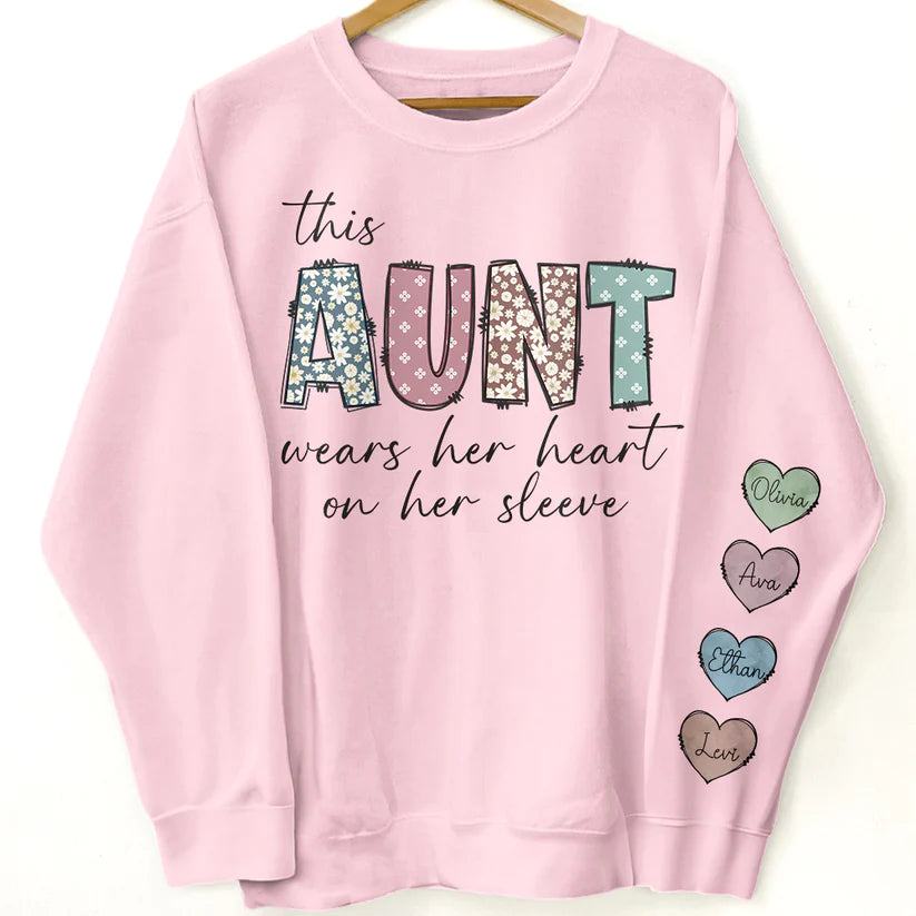 Personalized Mama Wears her heart on her Sleeves Sweatshirt